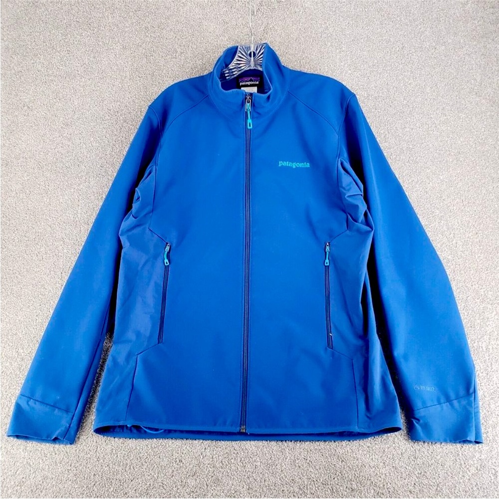 Patagonia Jacket Adult Medium Blue Softshell Full Zip Outdoor Windbreaker Mens *